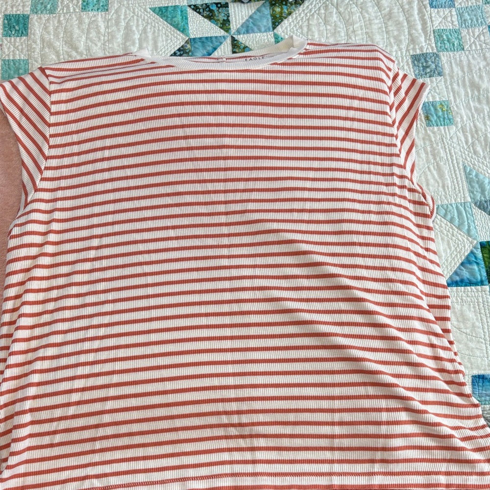 American Eagle Outfitters Red and White Striped Short Sleeve Tee